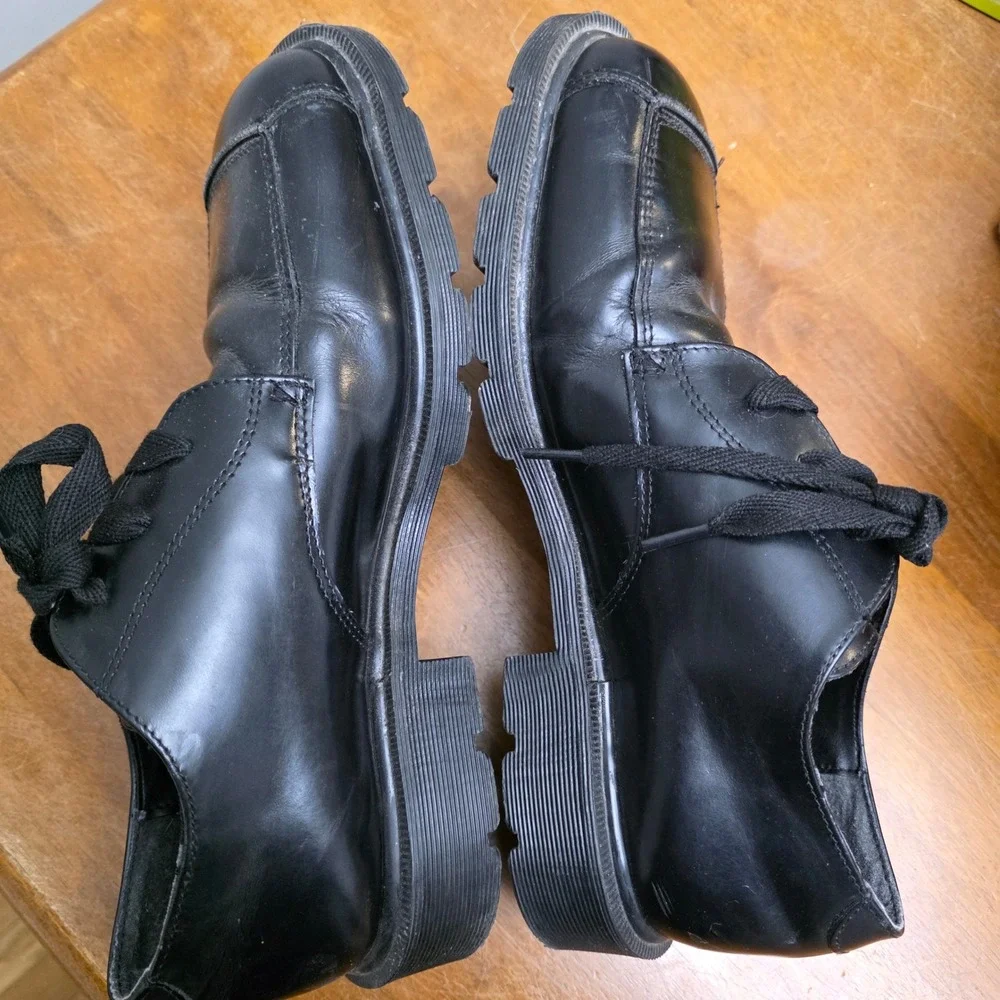 Vintage Dr. Martens 9A51 Oxford Mens 11 Black Leather Square Toe Chunky Lug Goth